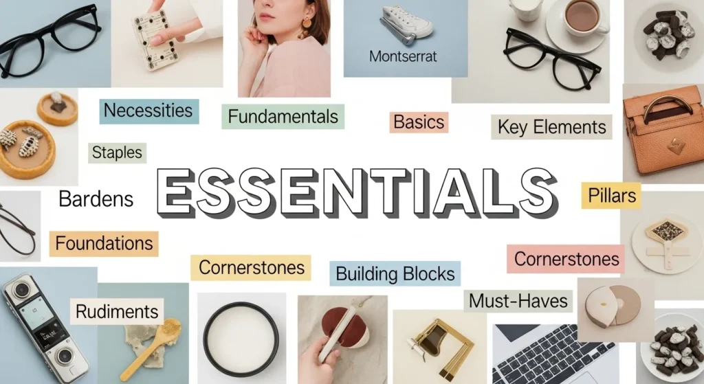 synonyms for essentials