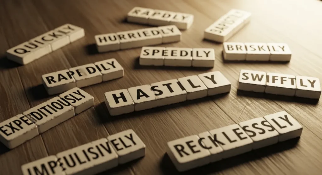 synonyms for hastily