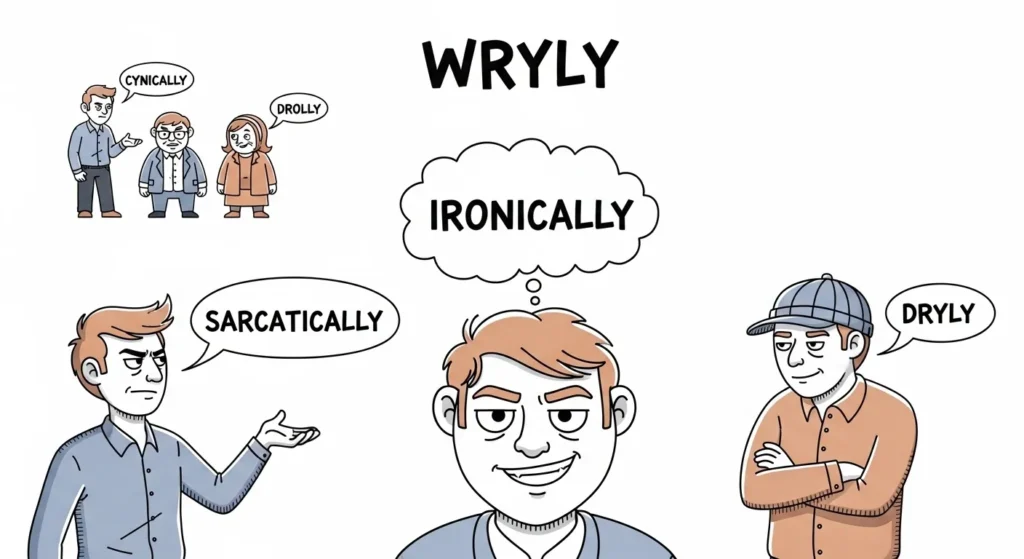 synonyms for wryly