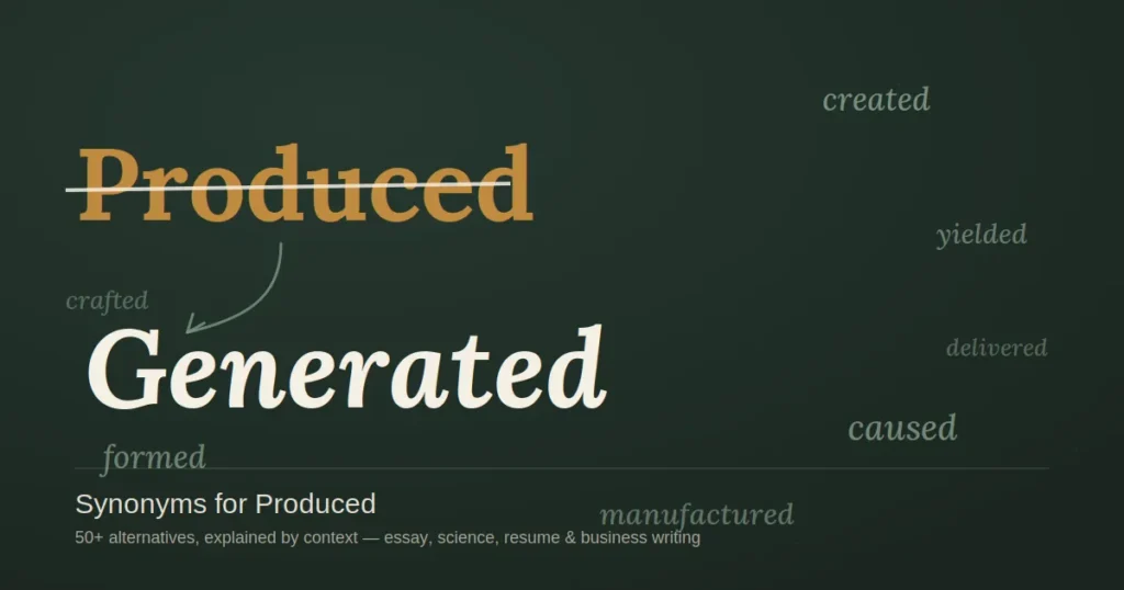synonyms for produced