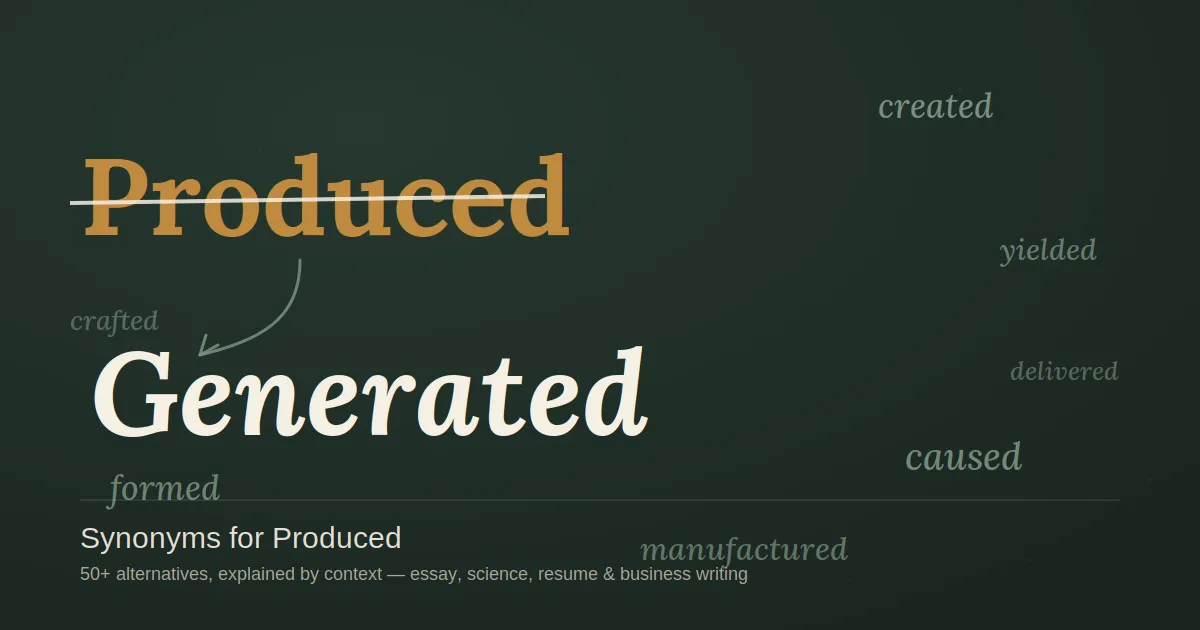 synonyms for produced
