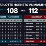 charlotte hornets vs miami heat match player stats